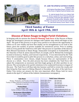 Third Sunday of Easter April 18Th & April 19Th, 2015