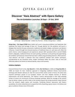 Discover “Asia Abstract” with Opera Gallery the Art Exhibition Launches 28 Sept – 31 Oct, 2018