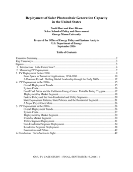 Deployment of Solar Photovoltaic Generation Capacity in the United States