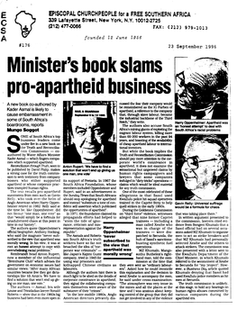 Minister's Book Slams Pro-Apartheid Business