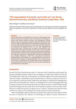 Jan Smuts, Howard University, and African American Leadership, 1930