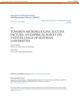 An Empirical Survey on Twitter Usage of Austrian Universities