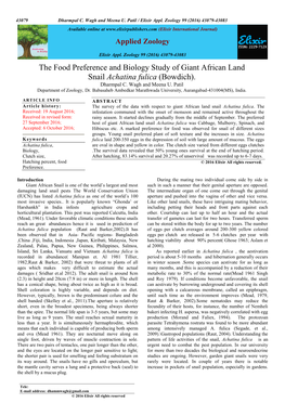 The Food Preference and Biology Study of Giant African Land Snail Achatina Fulica (Bowdich)