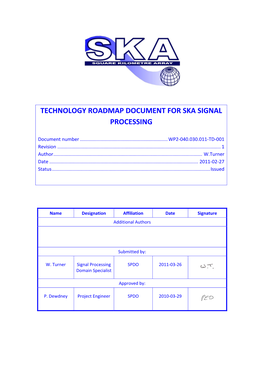 Technology Roadmap Document for Ska Signal Processing