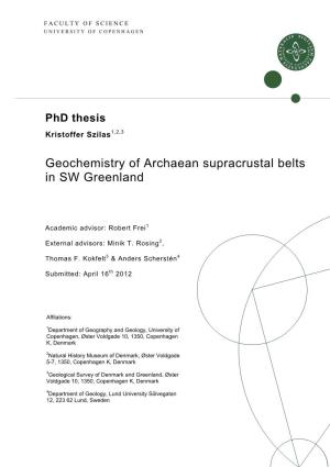 Geochemistry of Archaean Supracrustal Belts in SW Greenland