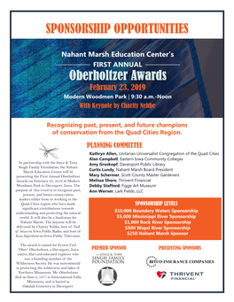 SPONSORSHIP OPPORTUNITIES Oberholtzer Awards