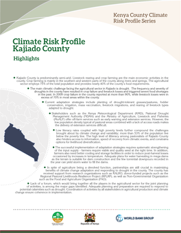 Climate Risk Profile Kajiado County Highlights