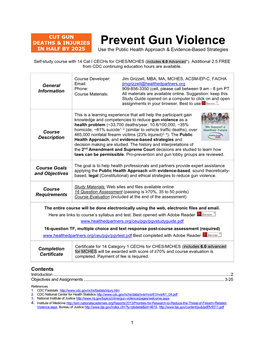 Prevent Gun Violence Use the Public Health Approach & Evidence-Based Strategies