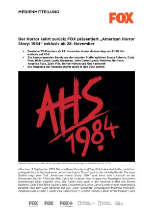 American Horror Story: 1984“ Exklusiv Ab 28