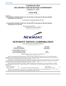 NEWMONT MINING CORPORATION (Exact Name of Registrant As Specified in Its Charter)