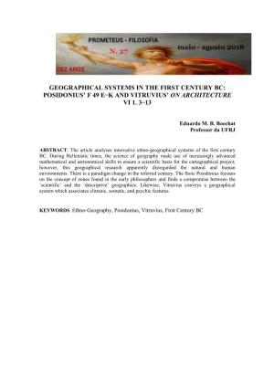 Posidonius' F 49 E ̶K and Vitruvius' on Architecture Vi 1. 3