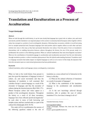 Translation and Enculturation As a Process of Acculturation