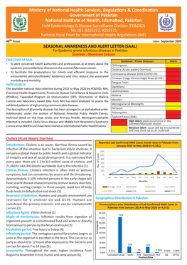 48Th Issue June - September 2020 SEASONAL AWARENESS and ALERT LETTER (SAAL) for Epidemic-Prone Infectious Diseases in Pakistan Summer / Monsoon Season