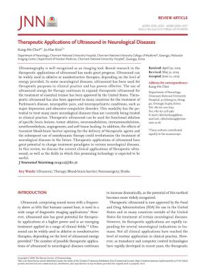Therapeutic Applications of Ultrasound in Neurological Diseases