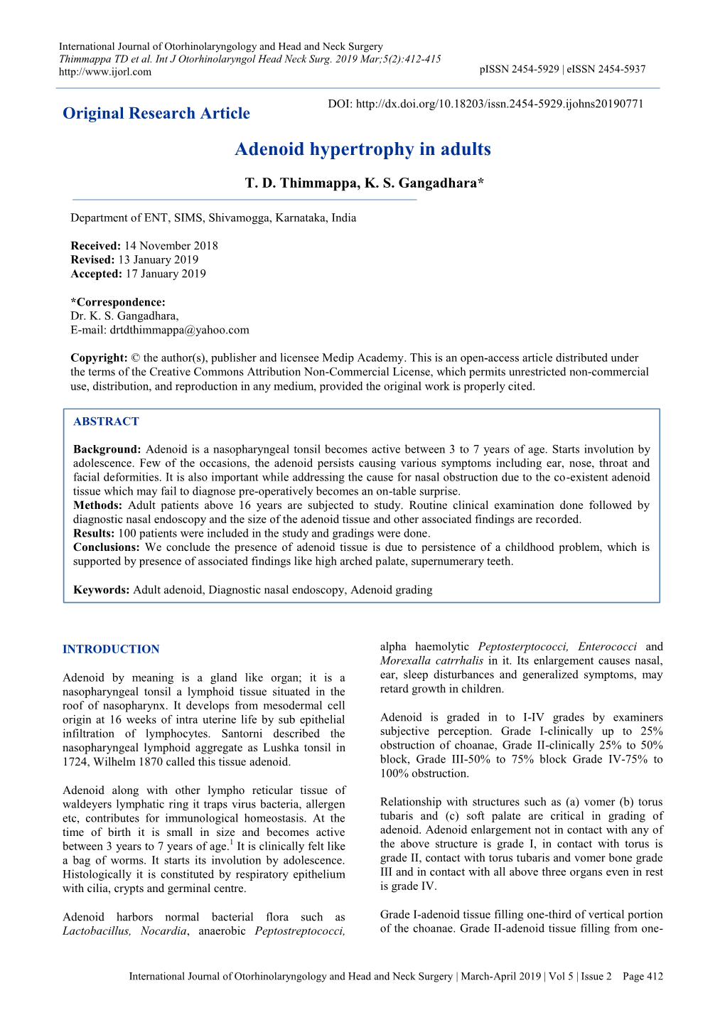 Adenoid Hypertrophy in Adults