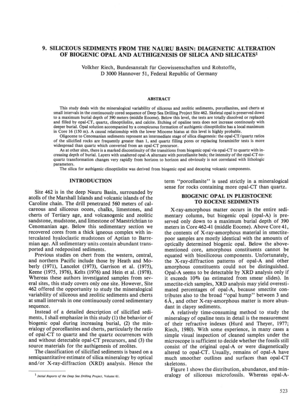 Diagenetic Alteration of Biogenic Opal and Authigenesis of Silica and Silicates1