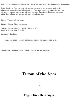 Tarzan of the Apes, by Edgar Rice Burroughs