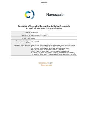 Formation of Resorcinol-Formaldehyde Hollow Nanoshells Through a Dissolution-Regrowth Process