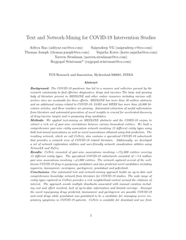Text and Network-Mining for COVID-19 Intervention Studies