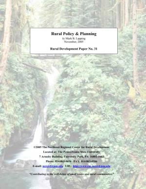Rural Policy & Planning