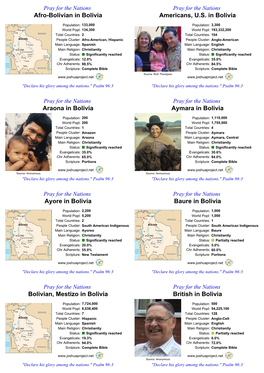 Pray for the Nations Pray for the Nations Afro-Bolivian in Bolivia Americans, U.S