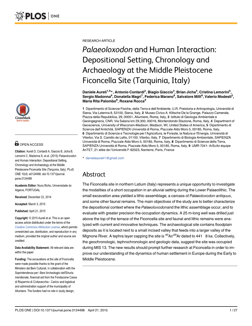 Palaeoloxodon and Human Interaction: Depositional Setting, Chronology and Archaeology at the Middle Pleistocene Ficoncella Site (Tarquinia, Italy)