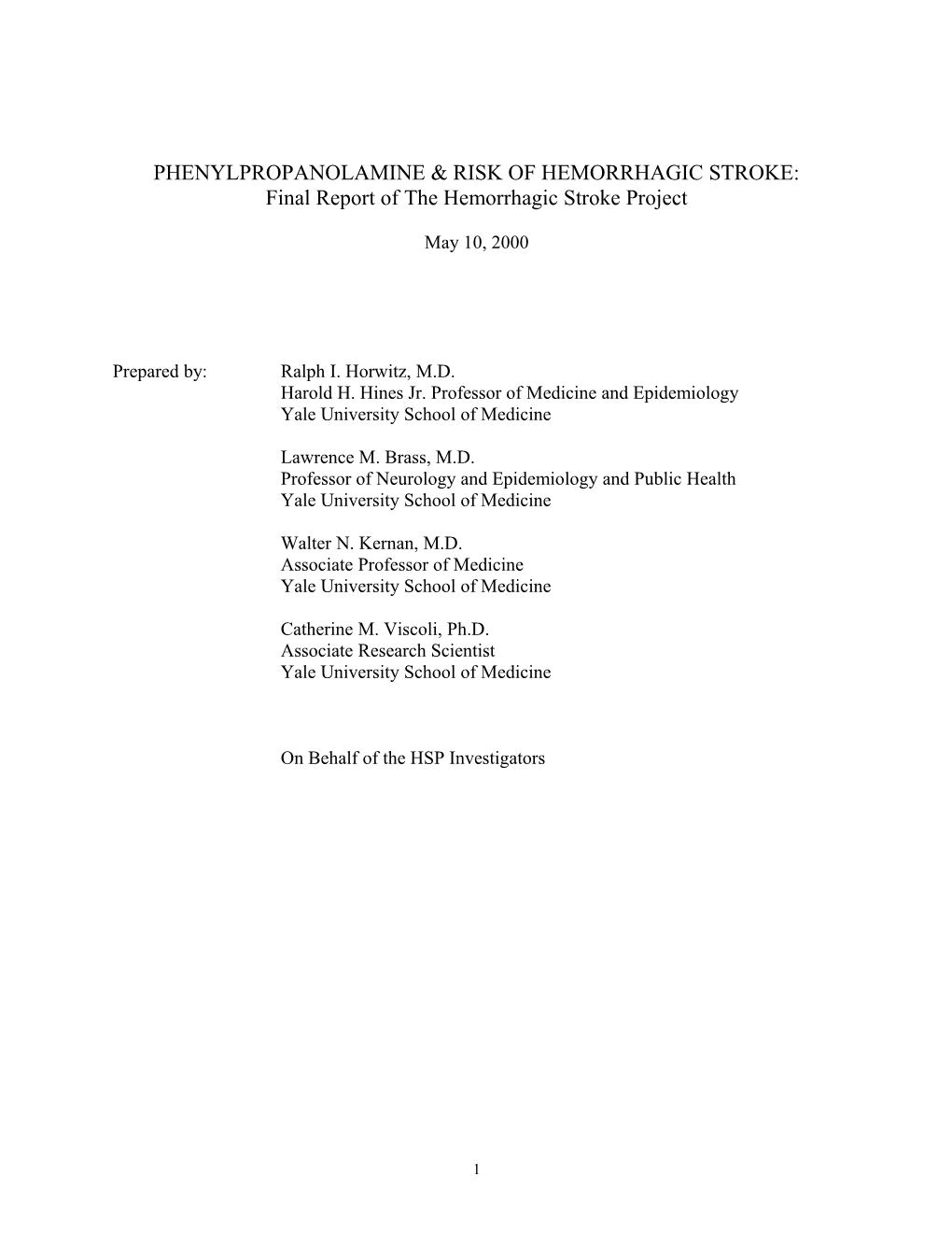 Phenylpropanolamine & Risk Of Hemorrhagic Stroke: