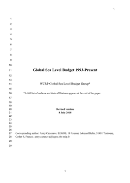 Global Sea Level Budget 1993-Present