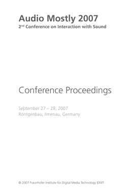 Audio Mostly 2007 Conference Proceedings