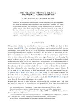 The Polarised Partition Relation for Ordinal Numbers Returns