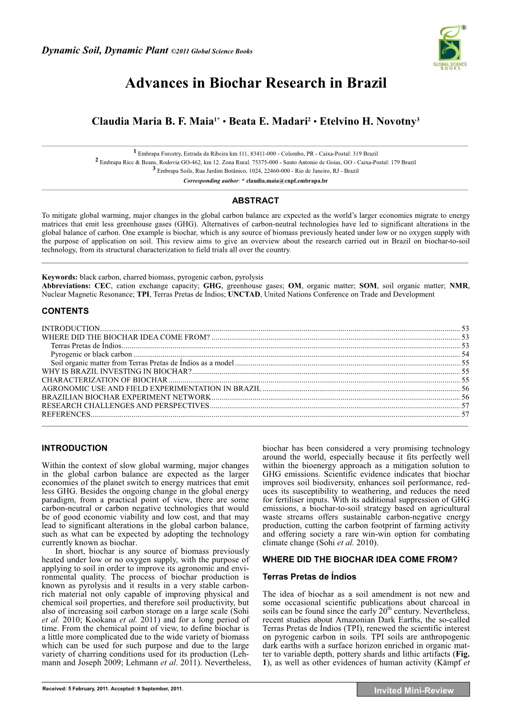 Advances in Biochar Research in Brazil