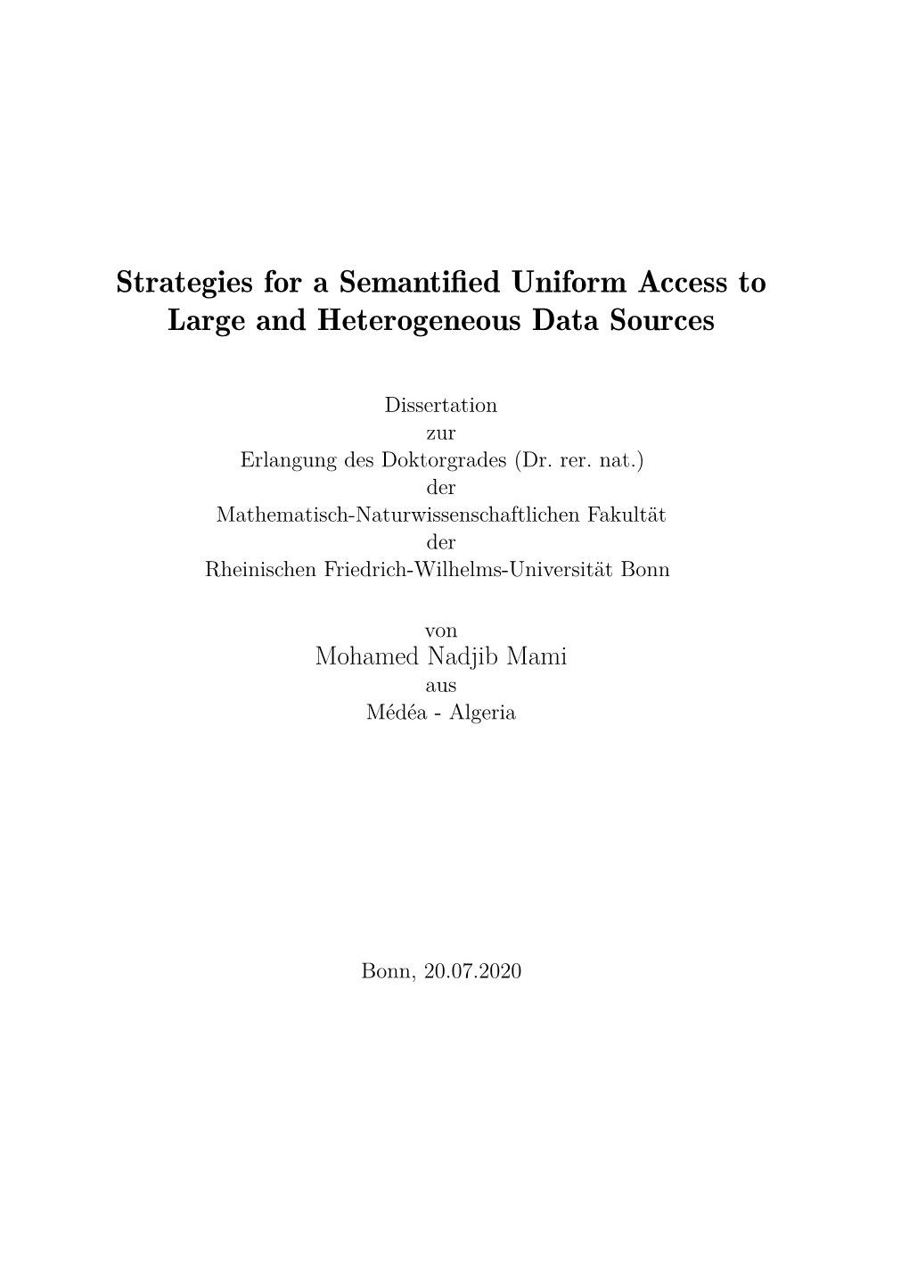 Strategies for a Semantified Uniform Access to Large And