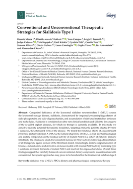 Conventional and Unconventional Therapeutic Strategies for Sialidosis Type I