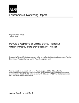 43025-013: Gansu Tianshui Urban Infrastructure Development Project