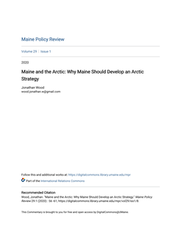 Maine and the Arctic: Why Maine Should Develop an Arctic Strategy