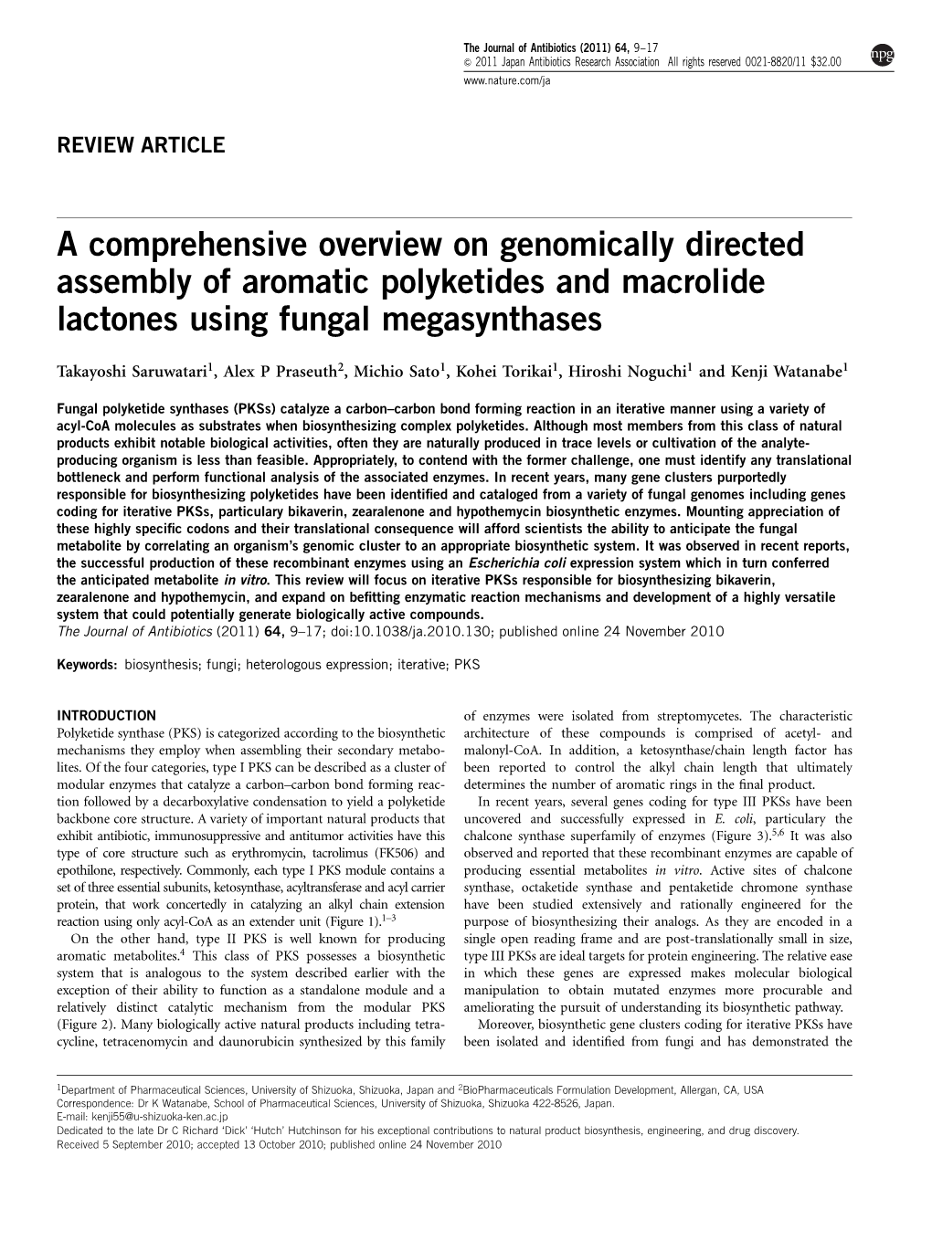 A Comprehensive Overview on Genomically Directed Assembly of Aromatic Polyketides and Macrolide Lactones Using Fungal Megasynthases