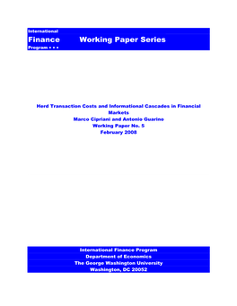 Finance Working Paper Series Program • • •