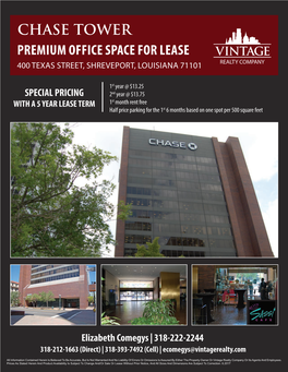 Chase Tower Premium Office Space for Lease 400 Texas Street, Shreveport, Louisiana 71101