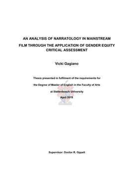 An Analysis of Narratology in Mainstream Film Through the Application of Gender Equity Critical Assessment