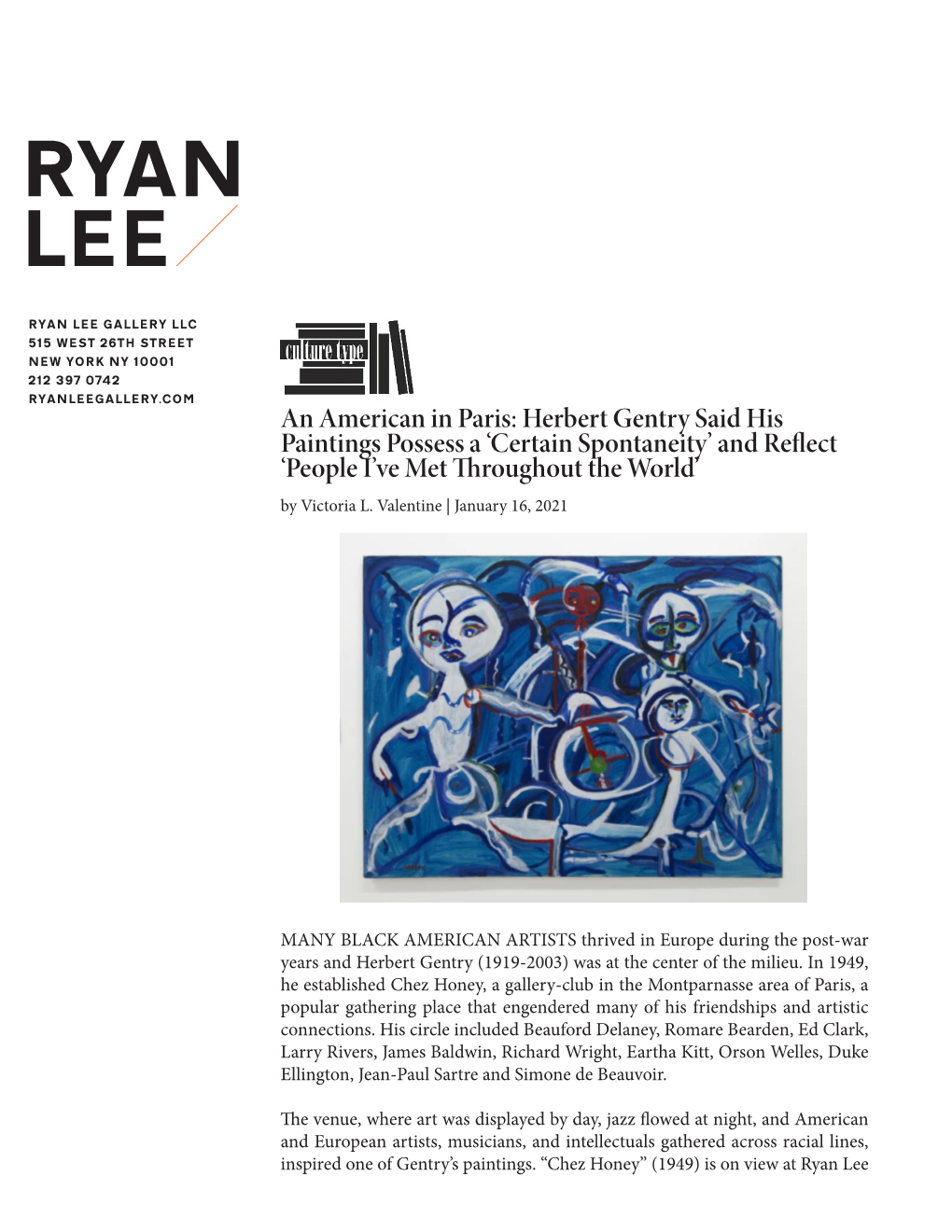 An American in Paris: Herbert Gentry Said His Paintings Possess a ‘Certain Spontaneity’ and Reflect ‘People I’Ve Met Throughout the World’ by Victoria L