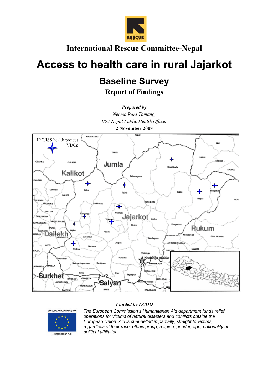 Access to Health Care in Rural Jajarkot Baseline Survey Report of Findings