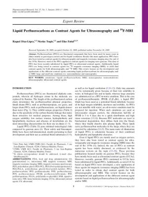 Liquid Perfluorocarbons As Contrast Agents for Ultrasonography And19f