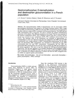 And Dextrorphan Glucuronidation in a French Population