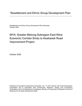 Resettlement and Ethnic Group Development Plan MYA: Greater