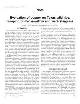 Note Evaluation of Copper on Texas