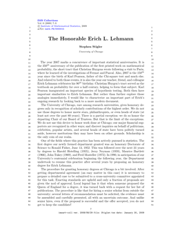 The Honorable Erich L. Lehmann