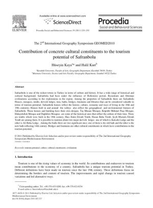 Contribution of Concrete Cultural Constituents to the Tourism Potential of Safranbolu