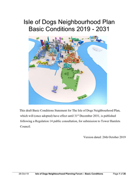 Isle of Dogs Neighbourhood Plan Basic Conditions 2019 - 2031