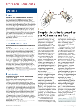Sleep Loss Lethality Is Caused by Gut ROS in Mice and Flies