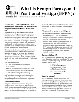 What Is Benign Paroxysmal Positional Vertigo